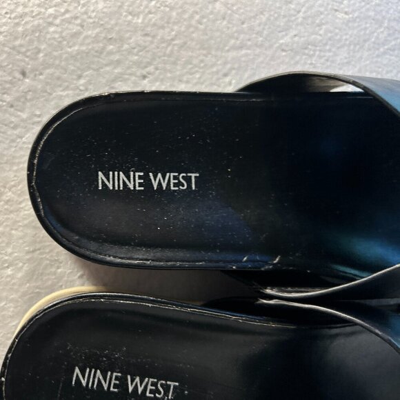 Nine West SZ 8.5 Black tomboy crisscross slide classic sandal comfy rubber non s - Picture 7 of 7